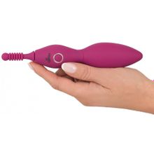 Ярко-розовый клиторальный вибратор с 3 насадками Spot Vibrator with 3 Tips - 17,9 см. (234781)