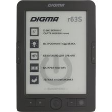 Электронная книга Digma R63S    D.Grey    (6", mono, подсветка, 800x600, 4Gb, FB2   PDF   DJVU   RTF   CHM   EPUB   DOC   JPG   BMP, microSDHC, USB2.0)