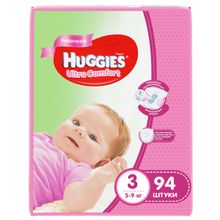 Huggies Ultra Comfort 3 (5-9 кг) для девочек 94 шт