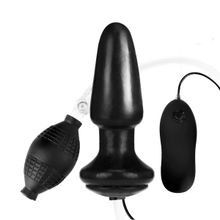Lux Fetish Надувная вибрирующая анальная пробка  Inflatable Vibrating Butt Plug - 10,2 см. (черный)
