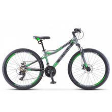 26" STELS Navigator-610 MD 2018 (21ск, алюм, аморт.вилка, диск.мех, EF500 TY300 TY500)(V040, рама 16", серый зеленый)