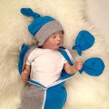 СуперМаМкет Комплект: кокон "Небесный меланж" + шапочка + антицарапки plml-01013 синий