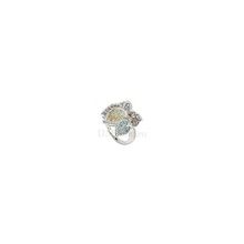 Кольцо из серебра  с аметистами, цитринами, иолитами, гранатами, перидотами, родолитами широкое арт.NS7058  флора