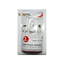 АЗУ 2 в 1 S-iTech для iPhone, АЗУ+кабель (белый) ICC-21-02