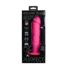 Розовый вибратор-реалистик на присоске PURRFECT SILICONE ONE TOUCH - 20 см.