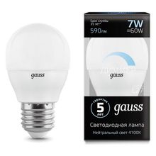 Gauss Лампа светодиодная Gauss LED Globe-dim E27 7Вт 4100K 105102207-D ID - 429786