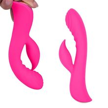 Ярко-розовый вибромассажер-кролик 5  Silicone Ripple Passion - 19,1 см. (244387)