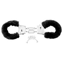 Меховые чёрные наручники Beginner s Furry Cuffs Черный