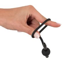 Черный силиконовый дилятор с вибрацией и кольцом PenisPlug with a Glans Ring & Vibration (248084)
