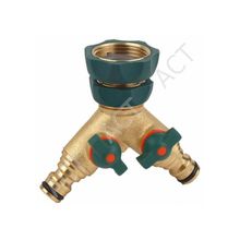 Распределитель RACO "Profi-Plus" двухканальный, латунный с покрытием TPR, 3 4" х 1"