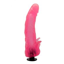 Розовая насадка для страпона с клиторальными лепестками - 20 см. (47534)