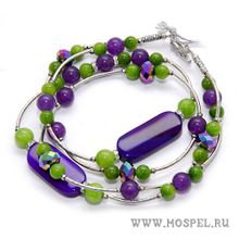 MosPel accessories Бусы А00115 зелено-фиолетовые