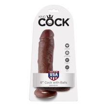 Pipedream Коричневый фаллоимитатор 8  Cock with Balls - 21,3 см.