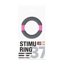 Серое эрекционное кольцо NEON STIMU RING 37MM GREY PINK серый