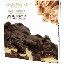 Неровный шоколад Chokodelika темный с грецким орехом, 160 гр.