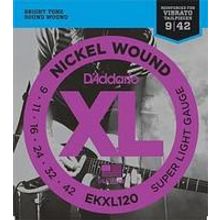 EKXL120 Nickel Wound Комплект струн для электрогитары, Super Light, усиленные, 9-42, DAddario