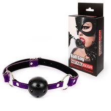 Bior toys Черно-фиолетовый пластиковый кляп-шарик с отверстиями Ball Gag (черный с фиолетовым)