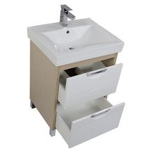 Тумба с раковиной Aquanet Гретта 60  2 ящика светлый дуб