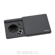 Розетка Evoline Square80 220+USB-зарядное c RJ45 черная (927.00.001)