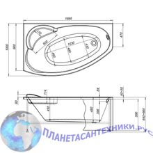 Акриловая ванна Aquanet Sofia 170x100 L