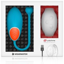 DreamLove Голубое виброяйцо с белым пультом-часами Wearwatch Egg Wireless Watchme (голубой)