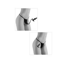 Черные трусики Crotchless Love Garter XL-XXL с анальной пробкой