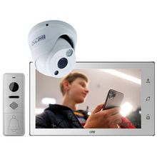 CTV Комплект видеодомофона Full HD на 2 камеры CTV CTV-DP4102FHD IPS Wi-Fi 2Мп (1080P) 256Гб