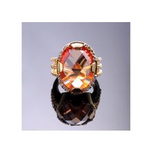 Кольцо с кристаллом и фианитами (Размер: 16.5, Цвет: Оранжевый)