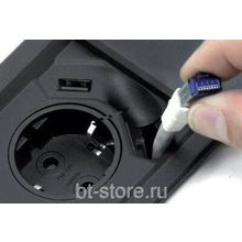 Врезной блок розеток Evoline Square80 220+USB-зарядное c RJ45 (927.00.002) черный