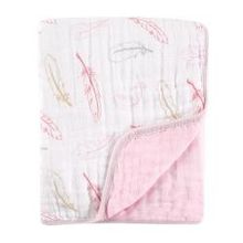 Плед Перо, 1 шт., (муслин четырёхслойный)117х117 см., розовый