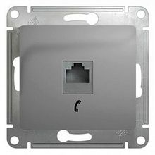 Розетка телефонная 1xRJ11 GLOSSA, алюминий |  код. GSL000381T |  Schneider Electric