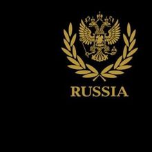 Футболка RUSSIA с бронзовыми гербом и венком