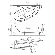 Акриловая ванна TRITON Кайли правая NEW 150х101х47