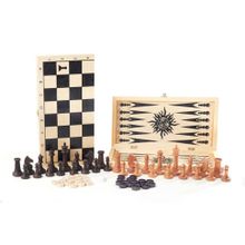 Игра 3в1 малая с гроссмейстерскими буковыми шахматами (нарды, шахматы, шашки) "Классика" (400*200*60 (392-19)