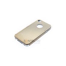 Накладка металлическая Цветы для iPhone 4 4S, белое золото 00021702