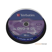 Диски DVD+R 8.5Gb Verbatim 8x  10 шт  Cake box  Dual Layer  &lt;43666&gt;