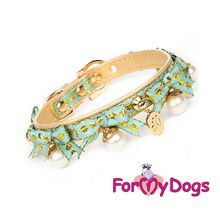 Ошейник ForMyDogs с жемчужинами, бирюзовый FMDN12003-2012 Gr