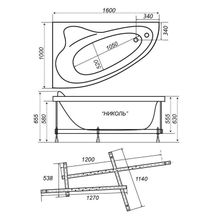 Акриловая ванна TRITON Николь правая NEW 160х100х48