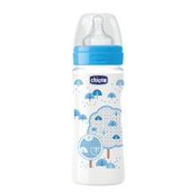 "Chicco" Пластиковая бутылочка Boy WB 330 мл, с с, быстрый поток