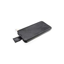 Кожаный чехол с язычком VIP BOX для iPhone 5, черный с белой прошивкой 00021318