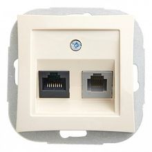 Розетка 2xRJ11+RJ45 Cat.5 ДУЭТ, бежевый |  код. WDE000285 |  Schneider Electric