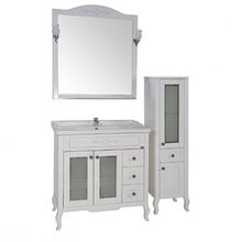 Зеркало ASB-Mebel Флоренция Квадро 90 белое патина серебро со светильниками