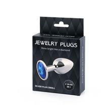 Анальное украшение SILVER PLUG SMALL с синим кристаллом - 7,2 см. (5409)