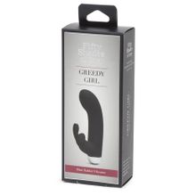 Черный вибратор с клиторальным отростком Greedy Girl Mini Rabbit Vibrator - 14 см. (187705)