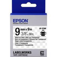 EPSON LK-3TBN картридж с лентой 9 мм, чёрный шрифт на прозрачном фоне