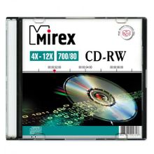 Диск CD-RW MIREX 700Mb 4x-12x, Slim Case (UL121002A8S)