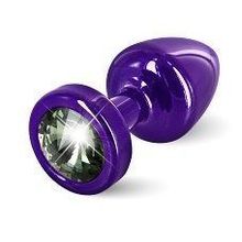 DIOGOL Фиолетовая пробка с черным кристаллом ANNI round Purple T1 Black Diamond - 6 см. (фиолетовый с черным)