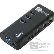 5bites HB33-304PBK Концентратор 4 USB2.0 3 USB3.0 BC1.2 БП 5В-2А BLACK