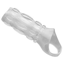 XR Brands Насадка на пенис с кольцом для мошонки Clear Sensations Enhancer Sex Sleeve - 11,5 см. (прозрачный)