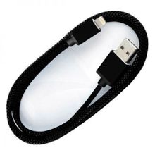 Кабель USB 2.0 Am=>Apple 8 pin Lightning, хлопок металл, 1.2 м, черный, SmartBuy (iK-512met black)